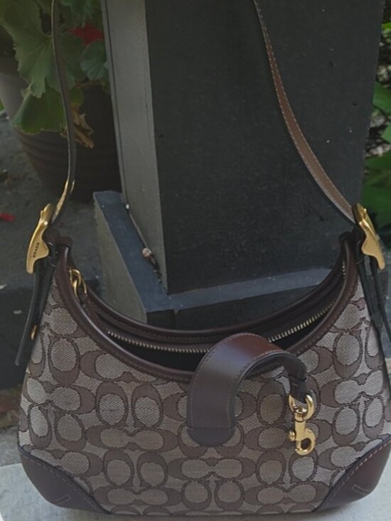 Handbags - Coach Hamptons Hobo Bag in Signature Jacquard in Oak Maple